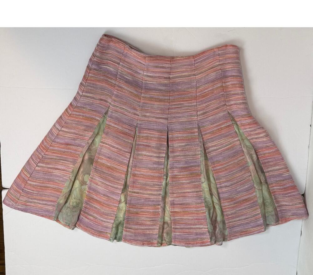 Carlisle Collection Multicolor Tweed Flared Skirt Size 8 Silk